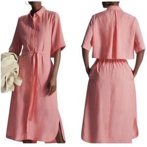 COS Pink A-Line Midi Dress with Dolman Sleeves